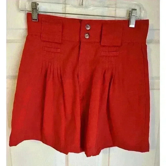 Women’s Huntington Ridge Shorts Red Pleated High Rise 80s 90s Vintage Size 6 - Picture 1 of 6